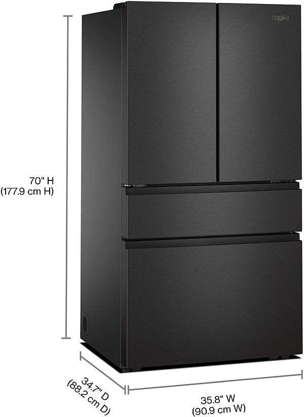 Whirlpool® 36" 30 Cu. Ft. FingerPrint Resistant Black Stainless Steel French Door Refrigerator with Flexible Temperature Drawer-2