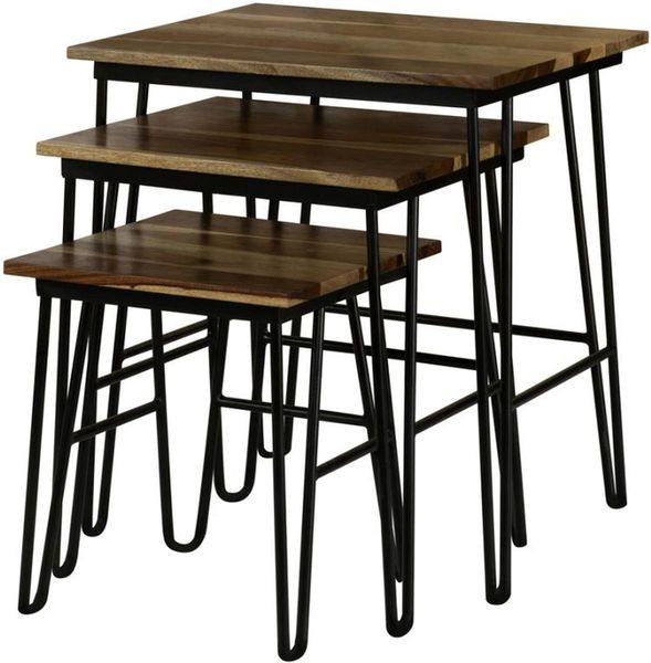 Coaster® Nayeli 3-Piece Natural Nesting Tables with Black Hairpin Leg ...