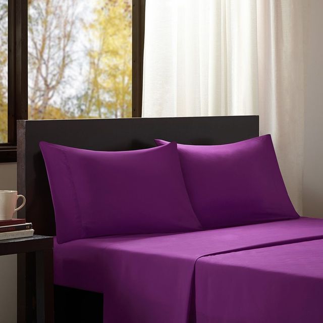 Olliix by Intelligent Design Purple Full Microfiber All Season Wrinkle-Free Sheet Set-3