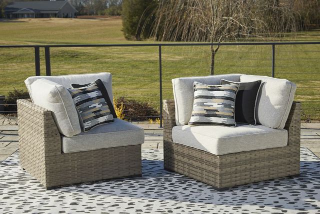 Signature Design by Ashley® Calworth 2-Piece Beige Outdoor Corner with Cushion Set-1