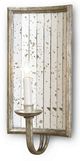 Currey & Company Twilight Harlow Silver Leaf/Antique Mirror Wall Sconce-0