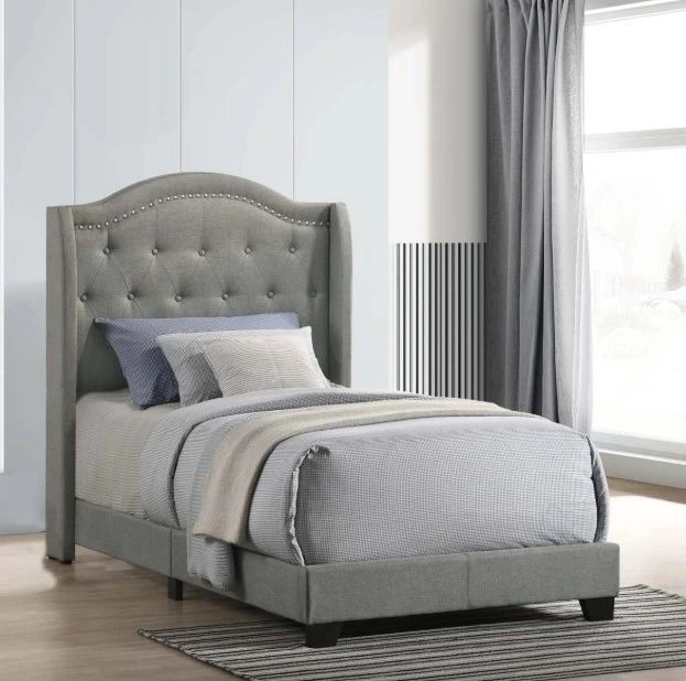 Intercon Rhyan Smoke Youth Twin Upholstered Panel Bed-1