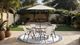 Furniture of America® Fallone 6-Piece Beige/Black Glass/Fabric/Metal Outdoor Dining Set-1