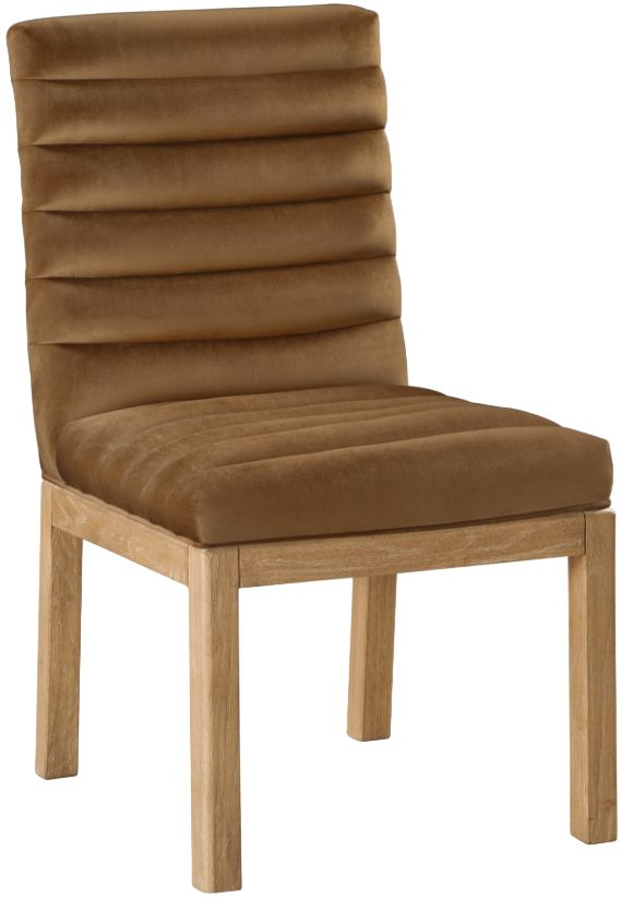 Meridian Furniture Evelyn Saddle/Natural Velvet Upholstered Side Chair-0