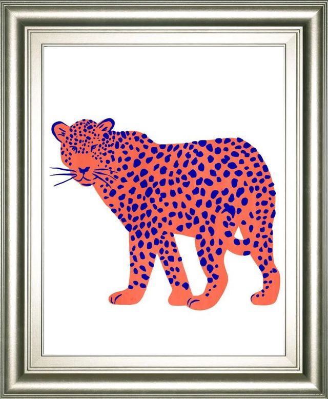 Classy Art Blue/Orange Bright Leopard I by Emma Scarvey Wall Art-0