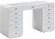 TOV Furniture Hollywood 2-Piece White Large Desk with LED Panel Vanity Set-3