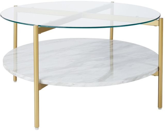 Signature Design by Ashley® Wynora 2-Piece White/Gold Living Room Tables Set-1