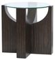 Magnussen Home® Beckham Glass Top Round Accent Table with Rustic Tavern Base-0