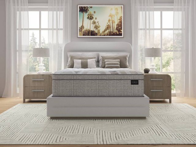 front view of a scott living mattress in a modern bedroom