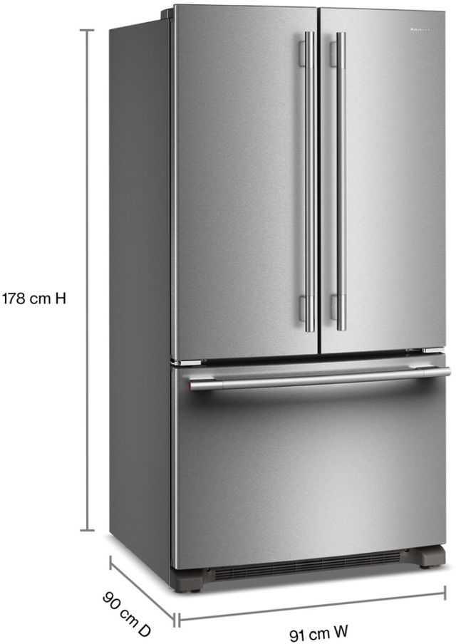 KitchenAid® 36" 25.2 Cu. Ft PrintShield® Stainless Steel French Door Refrigerator with Internal Water Dispenser-2