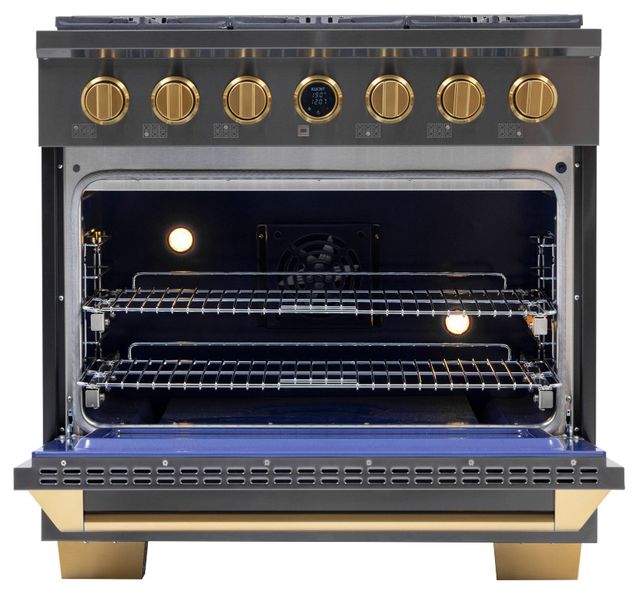 Kucht Professional KX Series 36" Titanium Stainless Steel Pro Style Dual Fuel Liquid Propane Gas Range with Kucht Horus Thermostat-1