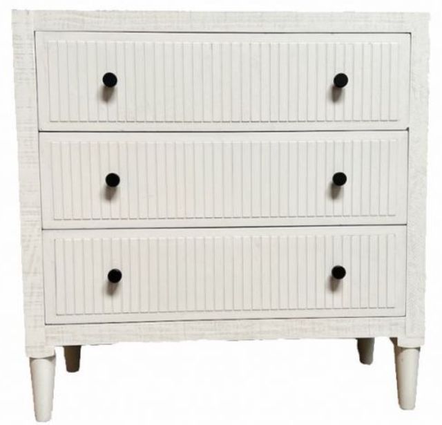 Million Dollar Rustic Frosted White Side Table with 3 Drawers-0