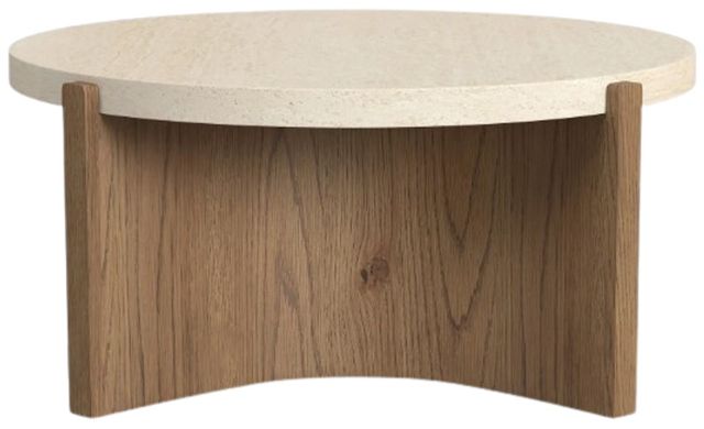 Flexsteel® Eclipse White Round Coffee Table with Brown Base-4