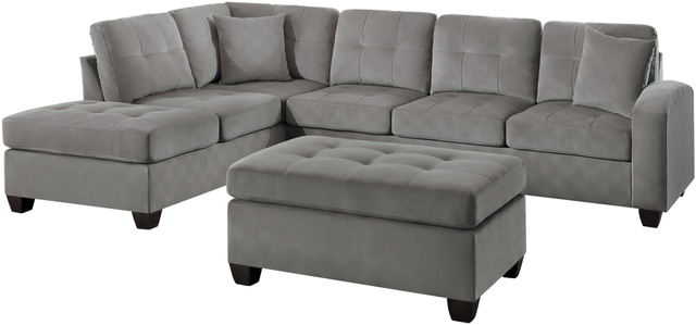 Homelegance® Emilio 3-Piece Gray L-Shape Sectional with Ottoman-2