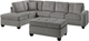 Homelegance® Emilio 3-Piece Gray L-Shape Sectional with Ottoman-2
