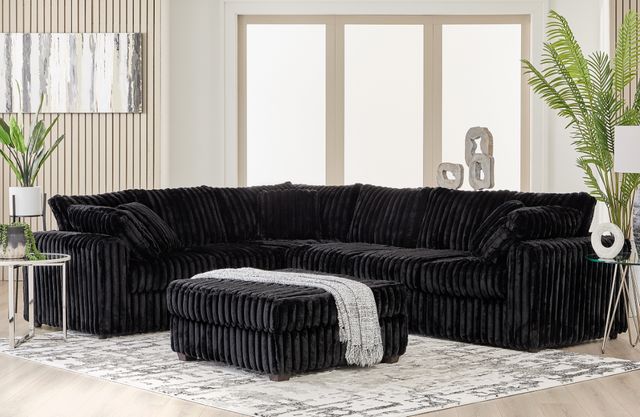 Hughes Furniture® 24550 2-Piece Mondo Black Curved Sectional-1