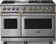 Viking® 5 Series 48" Stainless Steel Pro Style Dual Fuel (NG) Range with Brushed Brass Trim-0