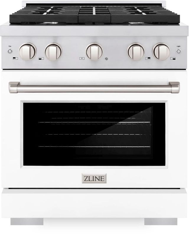 ZLINE Paramount 30" Stainless Steel Pro Style Dual Fuel Range with White Matte Door-0