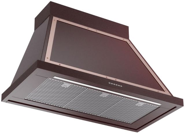 Ilve® Nostalgie II Noblesse 40" Burgundy Wall Mounted Range Hood with Copper Trim-1