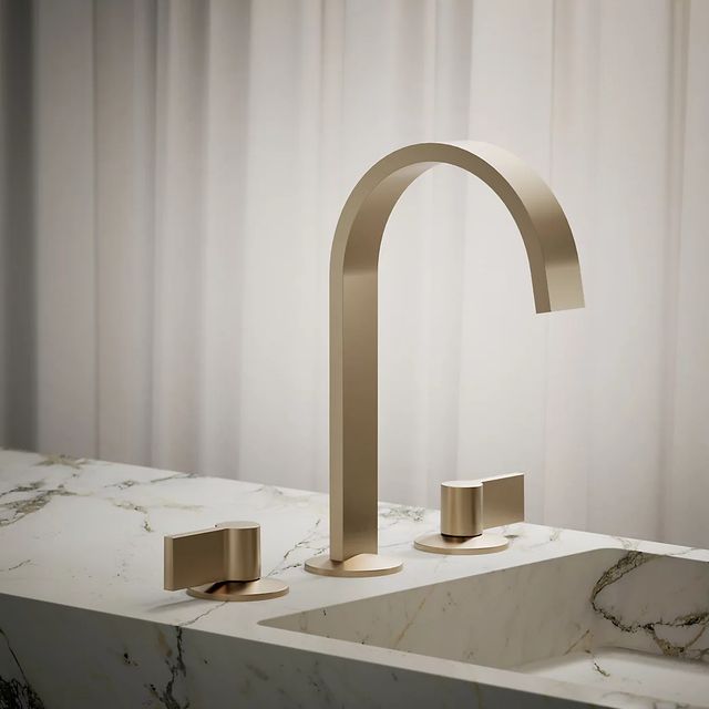 KOHLER® Components® Vibrant Brushed Bronze Bathroom Sink Faucet Spout with Ribbon Design-3