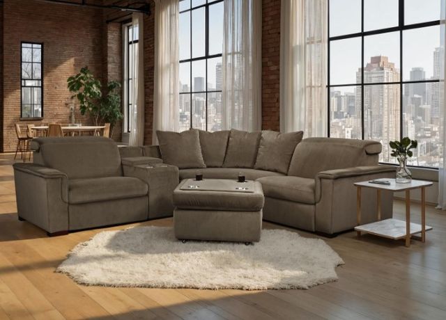 Corinthian Furniture Danielle 4-Piece Mushroom L-Shape Power Reclining Sectional-1