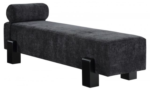 Meridian Furniture Edison Black Chenille Fabric Bench-0