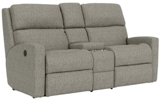 Flexsteel® Catalina Light Gray Power Reclining Loveseat with Console-0