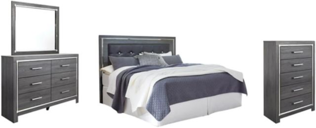 Signature Design by Ashley® Lodanna 4-Piece Gray California King/King Panel Headboard Bed Set-0