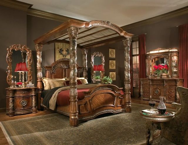 Michael Amini® Villa Valencia® Classic Chestnut Bedside Chest with Mirror-1