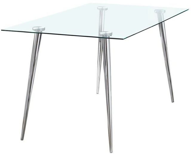Coaster® Gilman Glass Top Dining Table with Polished Chrome Tapered Legs