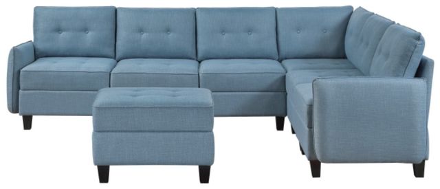 Homelegance® Garren 7-Piece Blue L-Shape Sectional with Storage and Ottoman-3