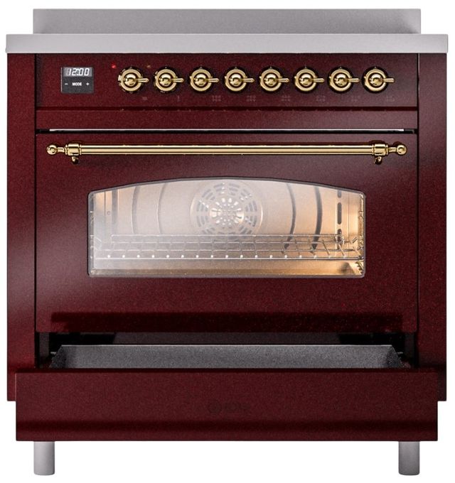 Ilve® Nostalgie II Series 36" Burgundy Pro Style Induction Range-2