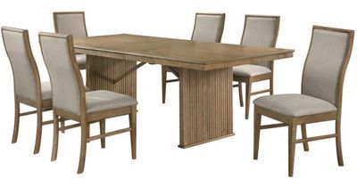 Front view of the Coaster® Adina 7-Piece Barley/Distressed Light Brown Dining Table Set
