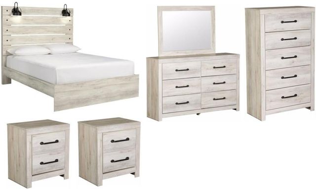 Signature Design by Ashley® Cambeck 6-Piece Whitewash White King Panel Bed Set-0