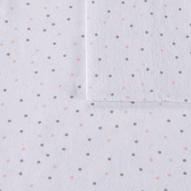 Olliix by Intelligent Design Grey/Pink Dots Full Cozy Soft Cotton Novelty Print Flannel Sheet Set-1