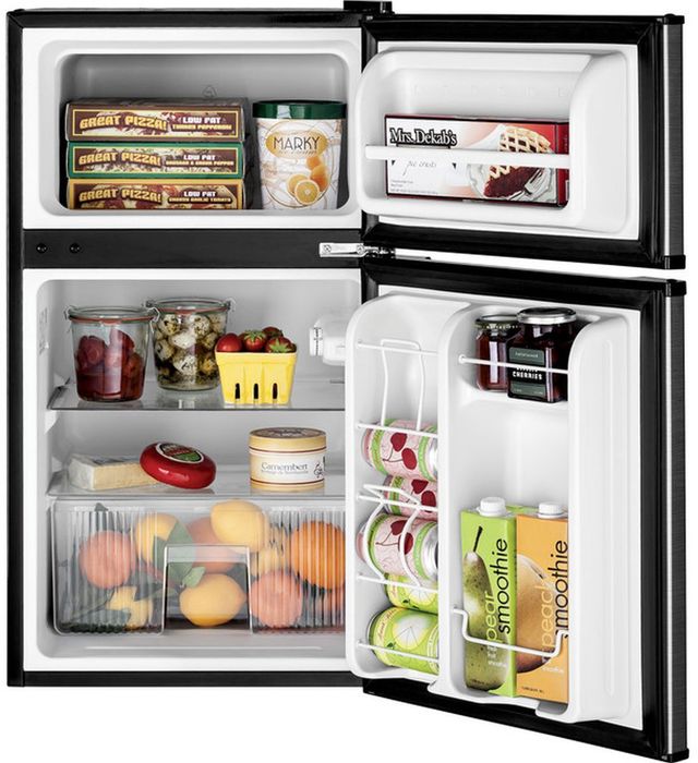 GE® 19" 3.1 Cu. Ft. CleanSteel® Double-Door Compact Refrigerator-2