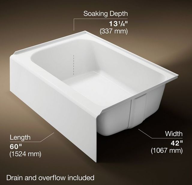 KOHLER® Avec® Biscuit 60" x 42" Alcove Bath - Right Drain-3