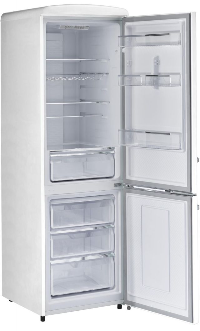 Unique® Appliances Classic Retro 12 Cu. Ft. Marshmallow White Counter Depth Bottom Freezer Refrigerator-2