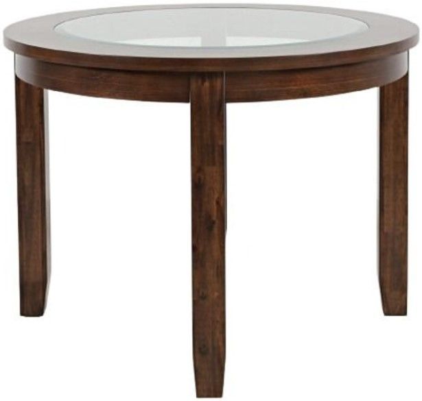 Jofran Inc. Urban Icon Glass Top Round Dining Table with Merlot Base-3