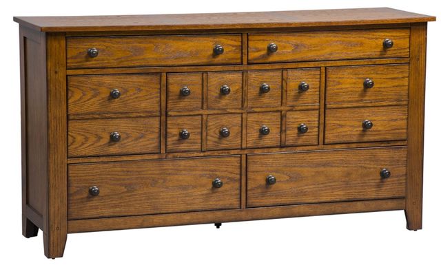 Liberty Furniture Grandpas Cabin Aged Oak Dresser-0