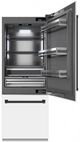 ZLINE Autograph Edition 30" 16.1 Cu. Ft. White Matte Built-In Bottom Freezer Refrigerator with Water Dispenser, Ice Maker, Graphite Gray Interior, and Matte Black Accents-3