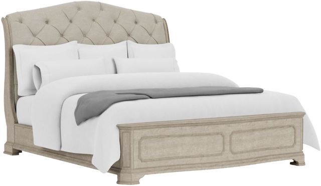 Riverside Furniture Kensington Vintage Linen King Upholstered Sleigh Bed-0