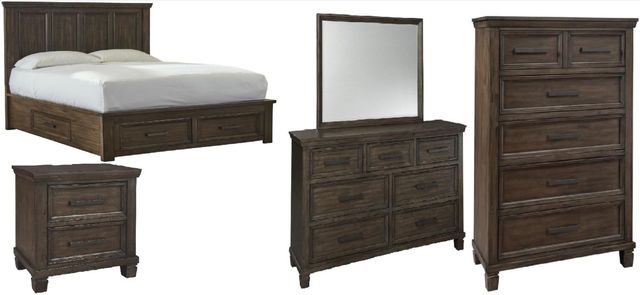 Signature Design by Ashley® Johurst 5-Piece Grayish Brown California King Panel Storage Bed Set-0