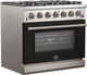 FORNO® Capriasca 36" Stainless Steel Pro Style Gas Range with Black Door-1