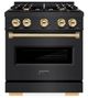ZLINE Classic Autograph Edition 30" Black Stainless Steel Pro Style Gas Range with Polished Gold Accents-0