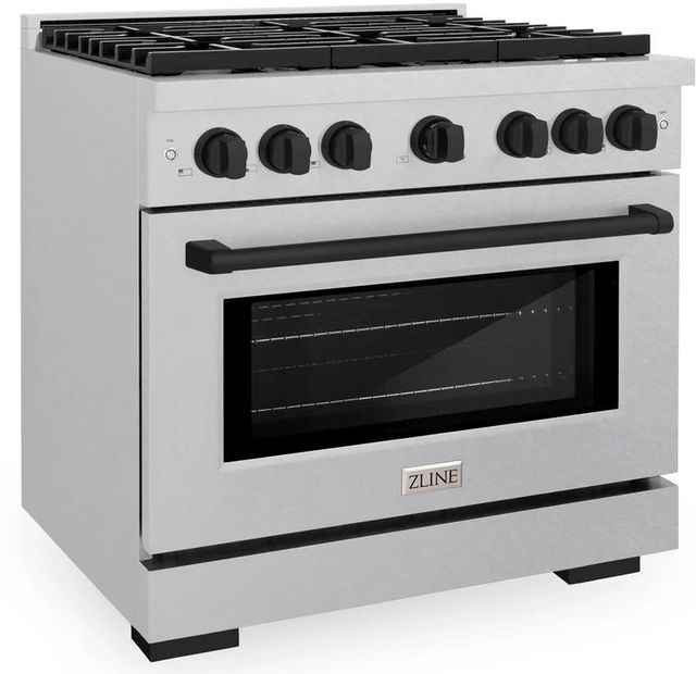 ZLINE Autograph Edition Paramount 36" Satin Stainless Steel Pro Style Dual Fuel Range with Matte Black Accents-2