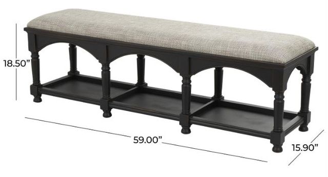 Deco Marche Black Fabric Storage Bench-3