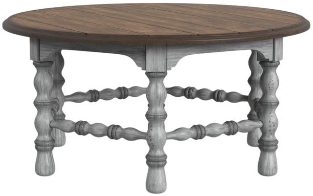 Flexsteel® Plymouth® Brown Top Coffee Table with  Distressed Graywash Base-0
