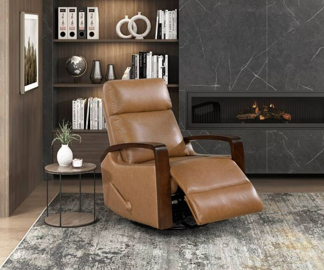 Homelegance® Margerie Caramel Manual Swivel Glider Reclining Chair-1