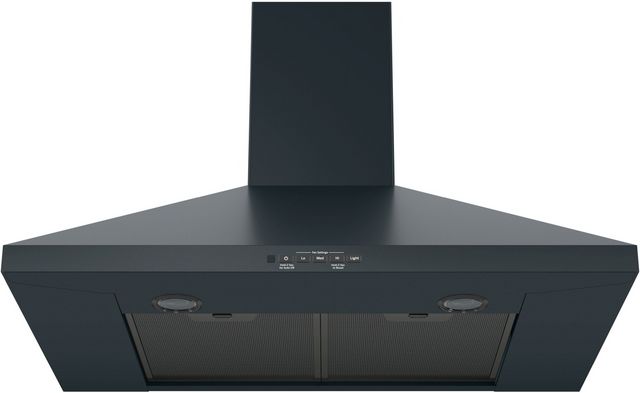 GE® 30" Black Slate Wall-Mount Pyramid Chimney Hood-1